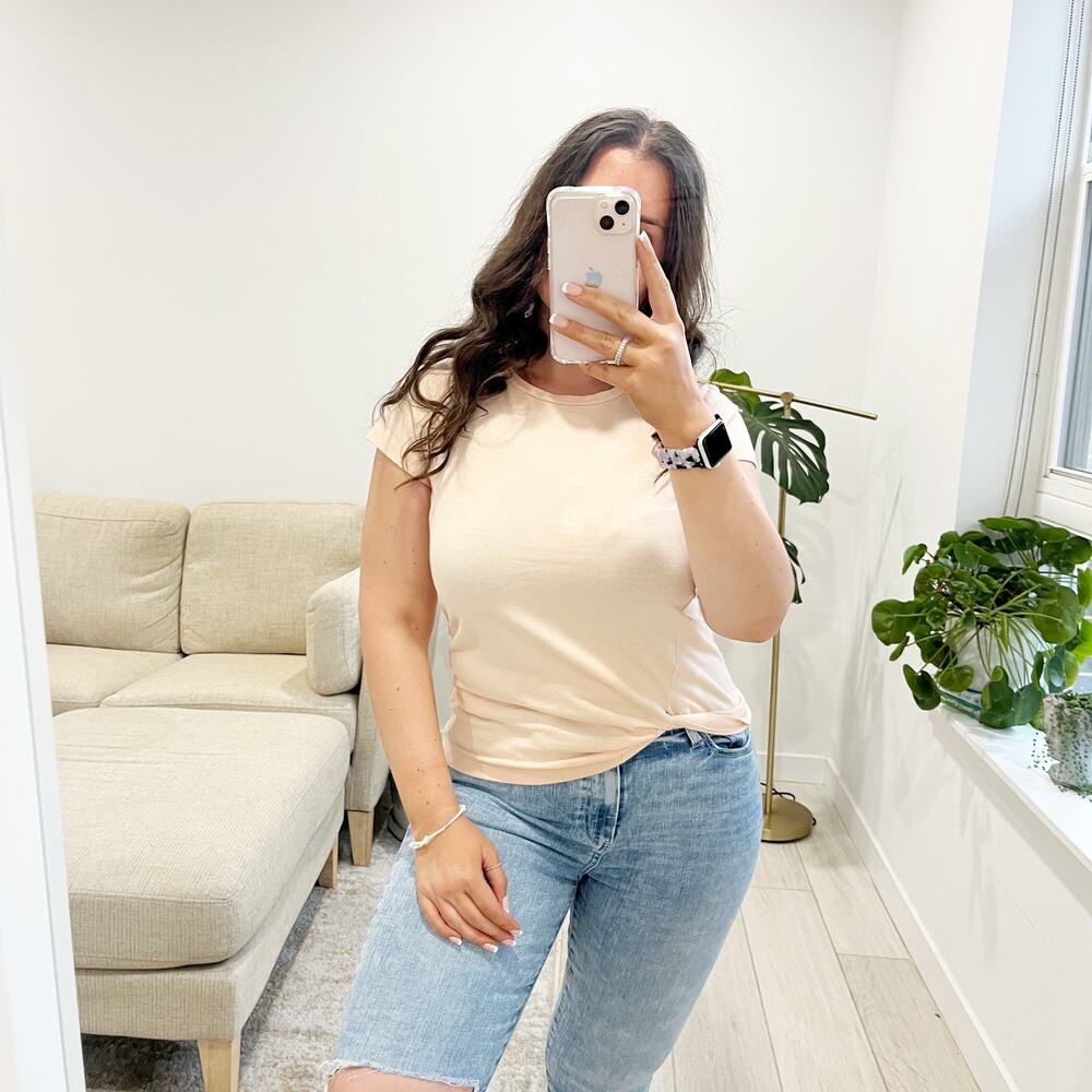 AllSaints Peach Pink Short Sleeve Knotted Tee Size XS
